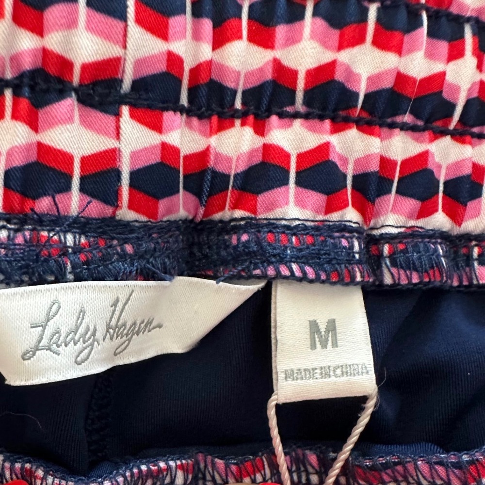 Lady Hagen Womens Side Rib Skort Pink Navy Geometric Golf Skirt Size M NWT - Picture 4 of 7